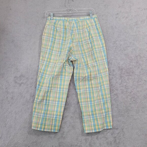 Ralph Lauren Womens Size 8 Plaid Capri Pants Cotton Nylon Blend Pastel Colors - Picture 2 of 7